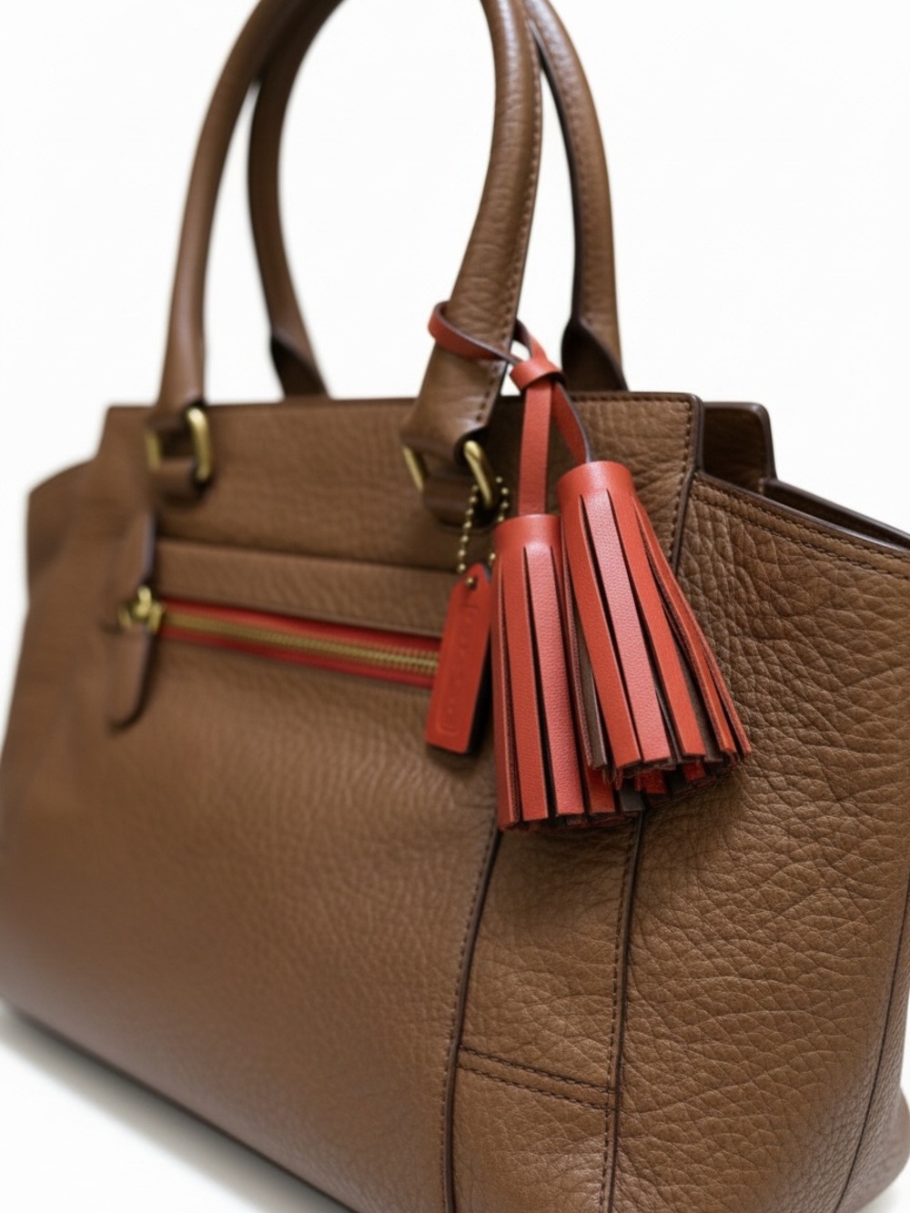 Coach Legacy Candace Medium Carryall Brown Pebble Leather with Callout - Picture 2 of 16